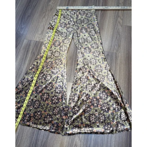 Free People Pants Velvet Flare Women Size S/p Brown Boho Maura Pull On - Picture 6 of 12